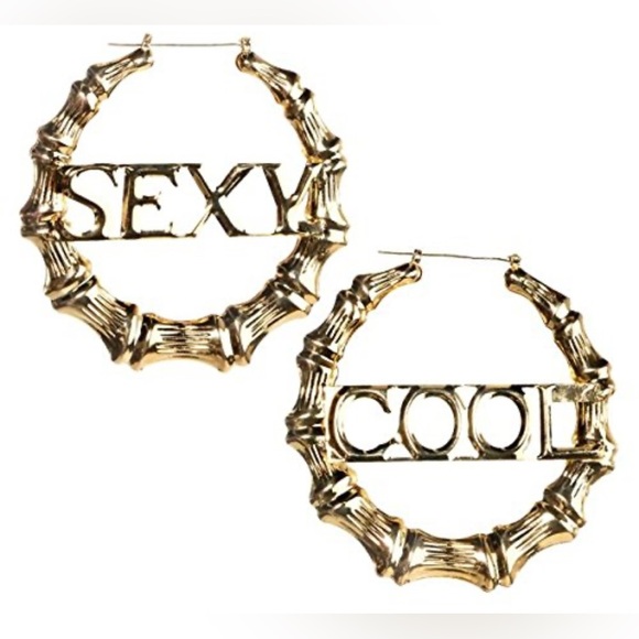 Nwt-Halloween accessories- Hip Hop Bamboo Hoop Earrings - Picture 1 of 2